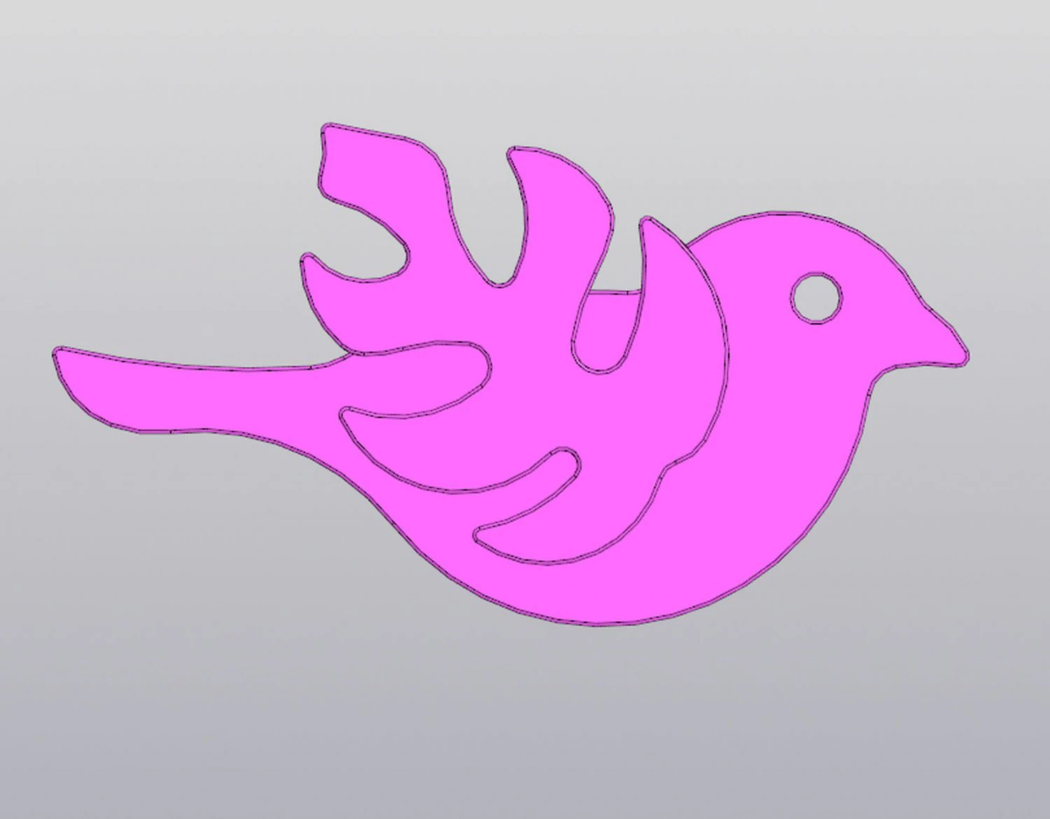 Bird with a wing-leaf Keychain 3D Print Model .c4d .max .obj .3ds .fbx .stl .blend