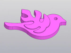 Bird with a wing-leaf Keychain 3D Print Model
