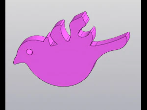 Bird with a wing-leaf Keychain 3D Print Model