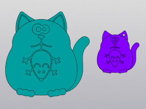 Set 2 models Cat with mouse Cup coaster and Keychain Modelo de impresión 3D
