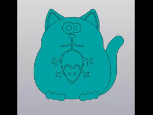 Set 2 Model Tatakan Cangkir Kucing dengan Mouse dan Gantungan Kunci Model Cetak 3D