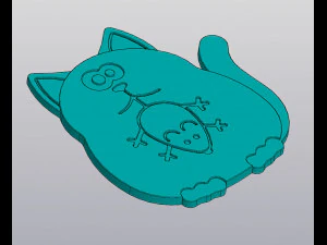 Set 2 Model Tatakan Cangkir Kucing dengan Mouse dan Gantungan Kunci Model Cetak 3D