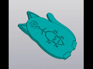 Set 2 Model Tatakan Cangkir Kucing dengan Mouse dan Gantungan Kunci Model Cetak 3D