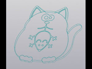 Set 2 models Cat with mouse Cup coaster and Keychain 3D-Druckmodell