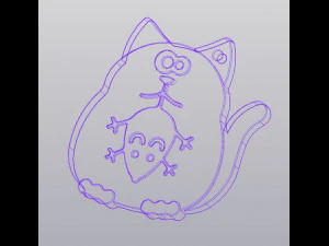 Set 2 Model Tatakan Cangkir Kucing dengan Mouse dan Gantungan Kunci Model Cetak 3D