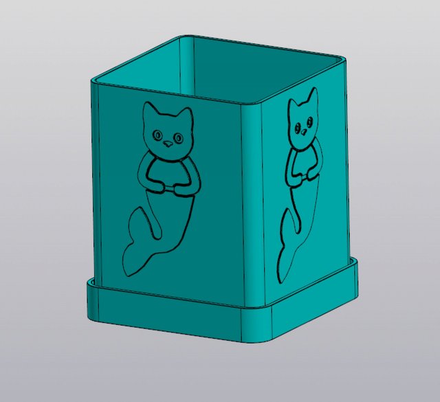 Mermaid cat Planter 3D Print Model .c4d .max .obj .3ds .fbx .stl .blend 
