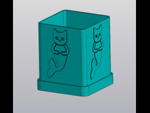 Mermaid cat Planter 3D Print Model