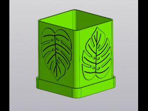 Monstera pattern planter Modèles 3D en vedette