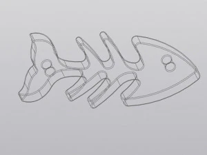 Fish skeleton Keychain 3D Print Model