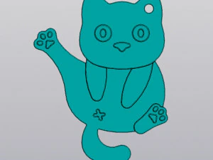 Hoba cat Keychain 3D Print Model