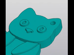 Hoba cat Keychain 3D Print Model