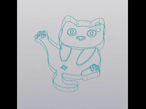 Hoba cat Keychain 3D Print Model