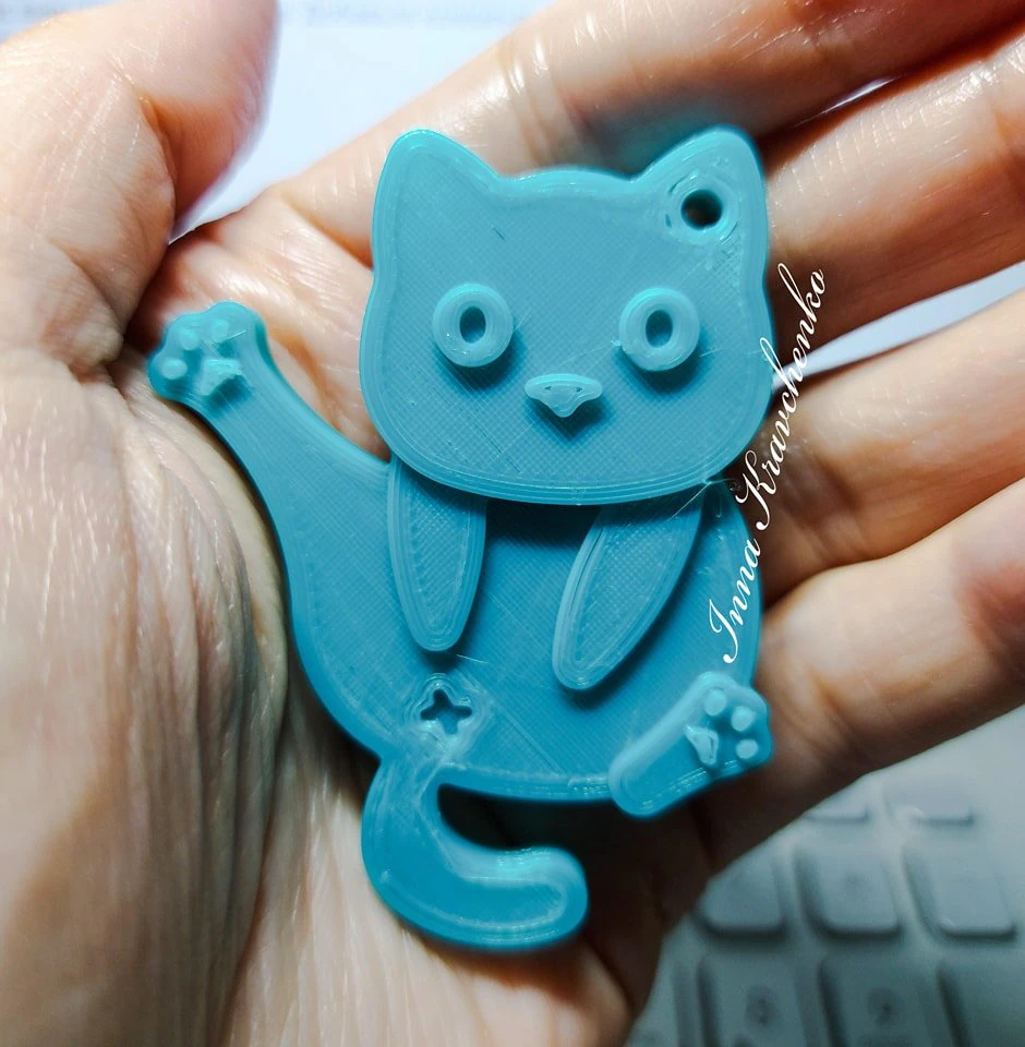 Hoba cat Keychain 3D Print Model .c4d .max .obj .3ds .fbx .stl .blend