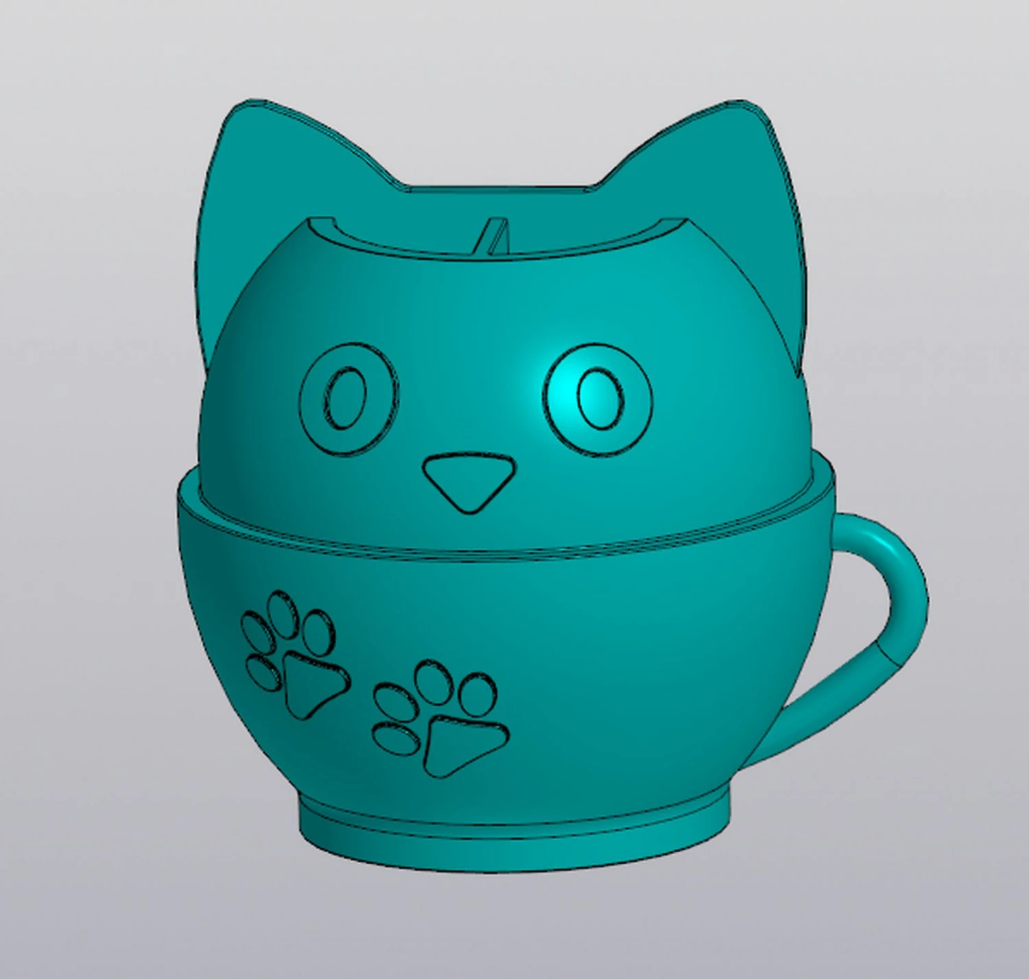 Cat in a cup Organizer 3D Print Model .c4d .max .obj .3ds .fbx .stl .blend