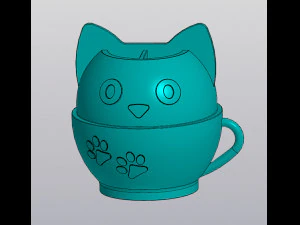 Gato em um organizador de copo Modelo de Impressão 3D