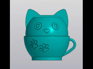 Cat in a cup Organizer 3D Print Model