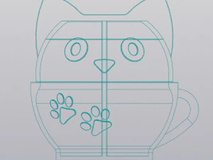 Cat in a cup Organizer 3D Print Model