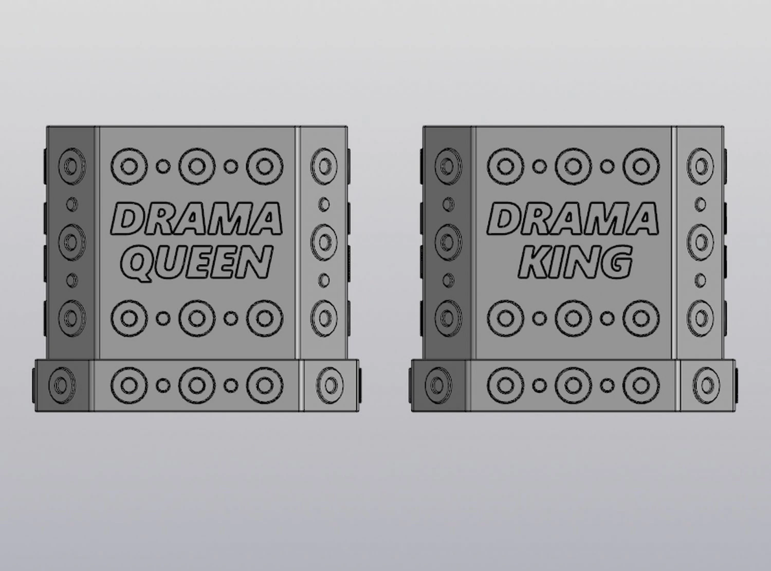 Set 2 Planters Drama Queen Drama King 3D Print Model .c4d .max .obj .3ds .fbx .stl .blend 