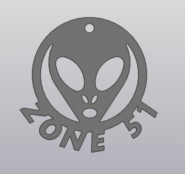 Zone 51 Keychain 3D Print Model .c4d .max .obj .3ds .fbx .stl .blend 
