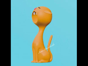 Cat Figurine v3 3D Print Model
