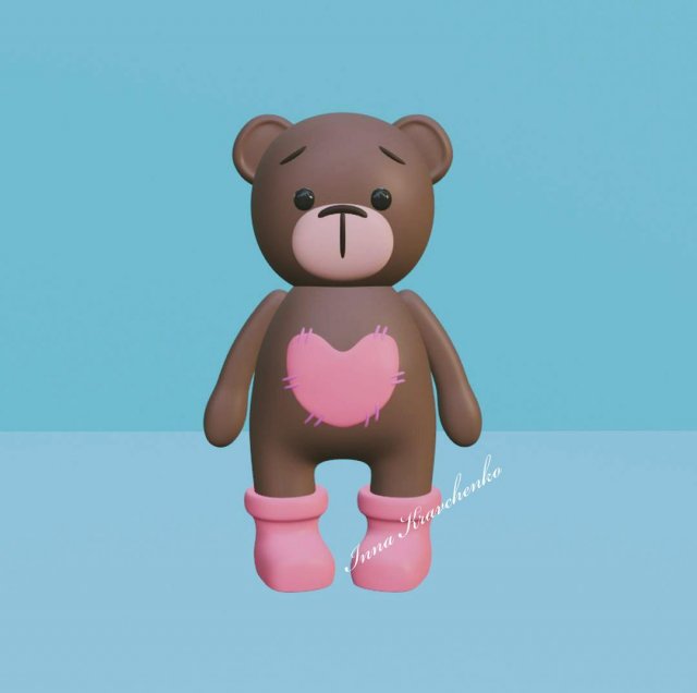 Bear Figurine v2 Modèles 3D en vedette .c4d .max .obj .3ds .fbx .stl .blend 
