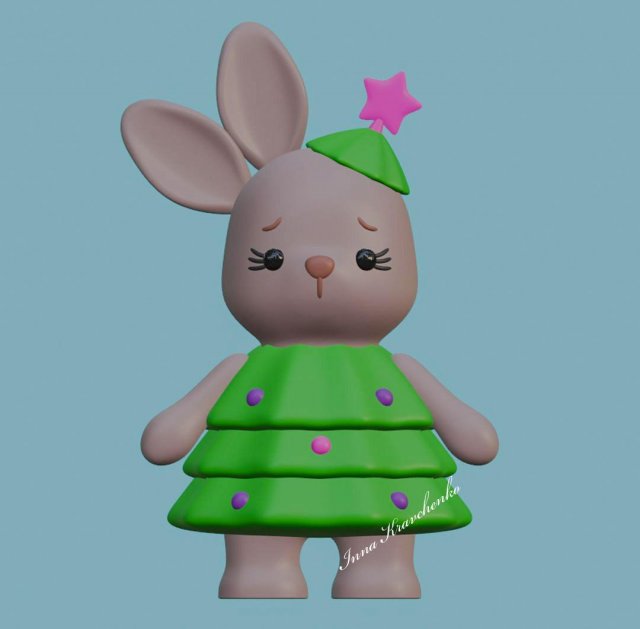 Bunny in a Christmas tree costume 3D Print Model in Decor 3DExport