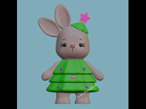 Coniglio in costume da albero di Natale Modello di stampa 3D
