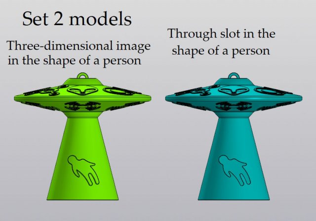 Set 2 models UFO Hanging Vase v2 with beam for dried and artificial flowers Model Cetak 3D .c4d .max .obj .3ds .fbx .stl .blend 