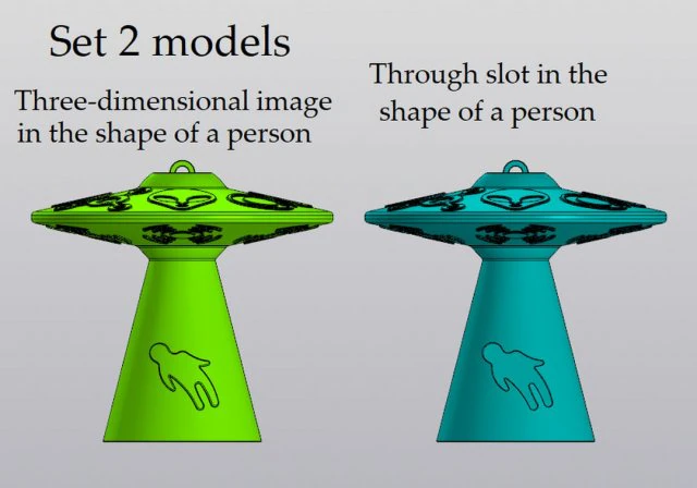 Set 2 model Vas Gantung UFO v2 dengan balok untuk bunga kering dan buatan Model Cetak 3D .c4d .max .obj .3ds .fbx .stl .blend 