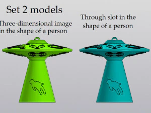 Set 2 modelos UFO Jarr&oacute;n Colgante v2 con haz para flores secas y artificiales Modelo de impresión 3D