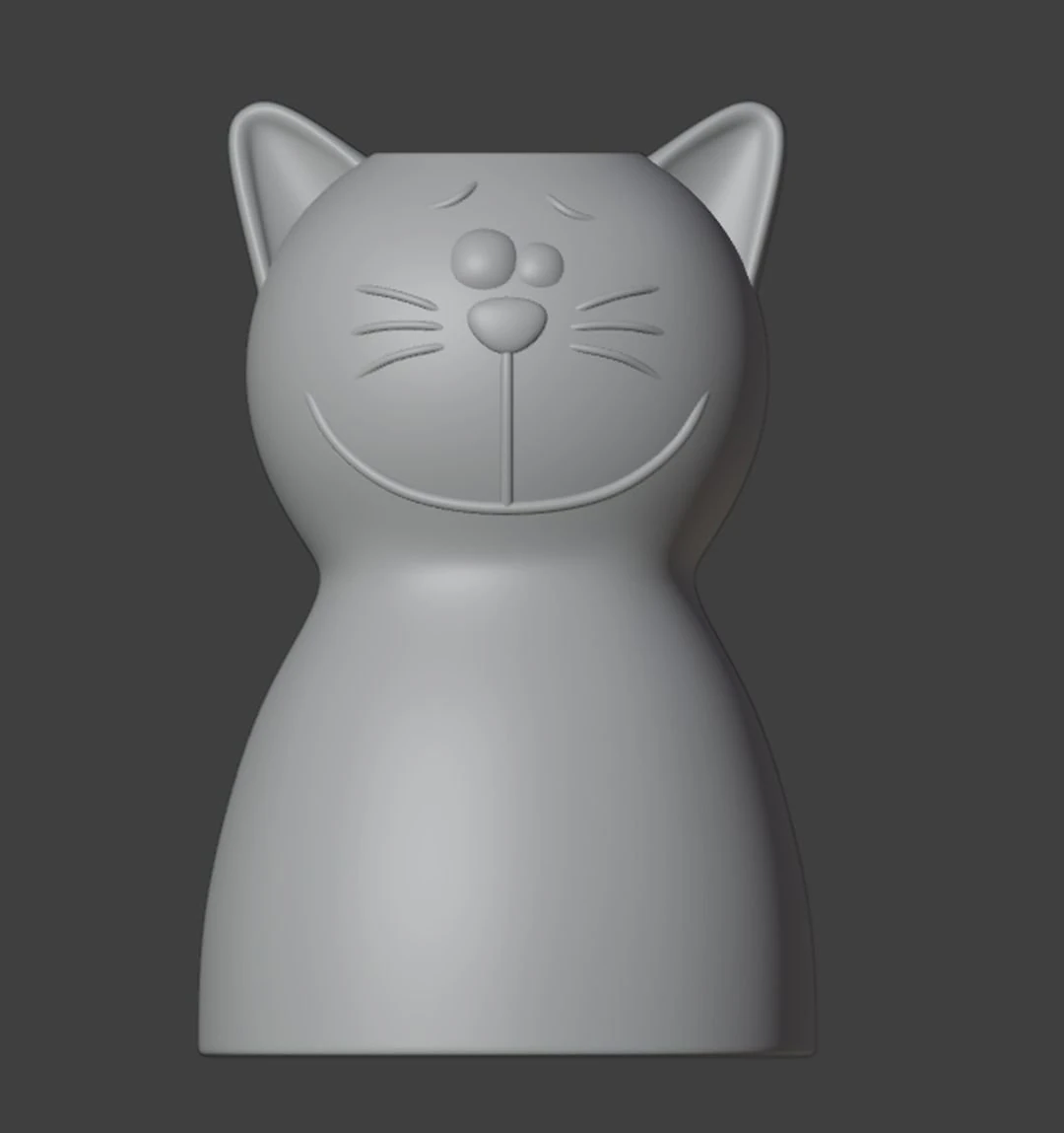 Smiling cat Vase 3D Print Model .c4d .max .obj .3ds .fbx .stl .blend 