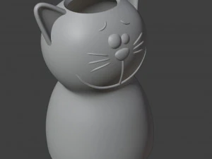 Smiling cat Vase 3D Print Model