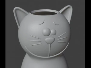 Smiling cat Vase 3D Print Model