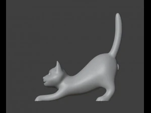 गेंदों के साथ नर बिल्ली की मूर्ति 3D प्रिंट मॉडल