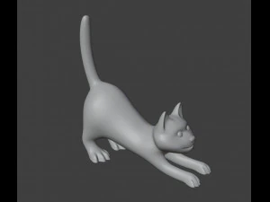 गेंदों के साथ नर बिल्ली की मूर्ति 3D प्रिंट मॉडल