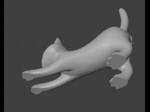 गेंदों के साथ नर बिल्ली की मूर्ति 3D प्रिंट मॉडल