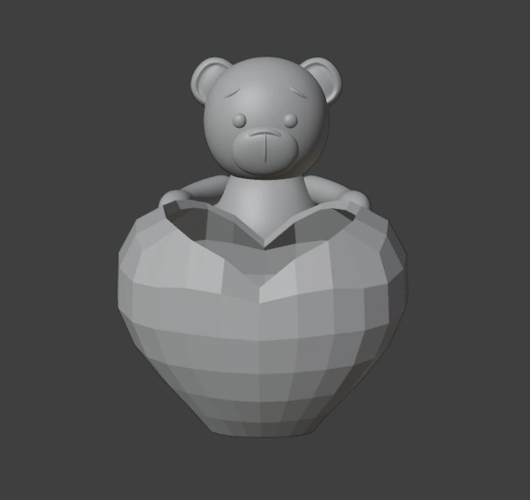 Happy Valentine Organizer Vase Planter 3D Print Model .c4d .max .obj .3ds .fbx .stl .blend 