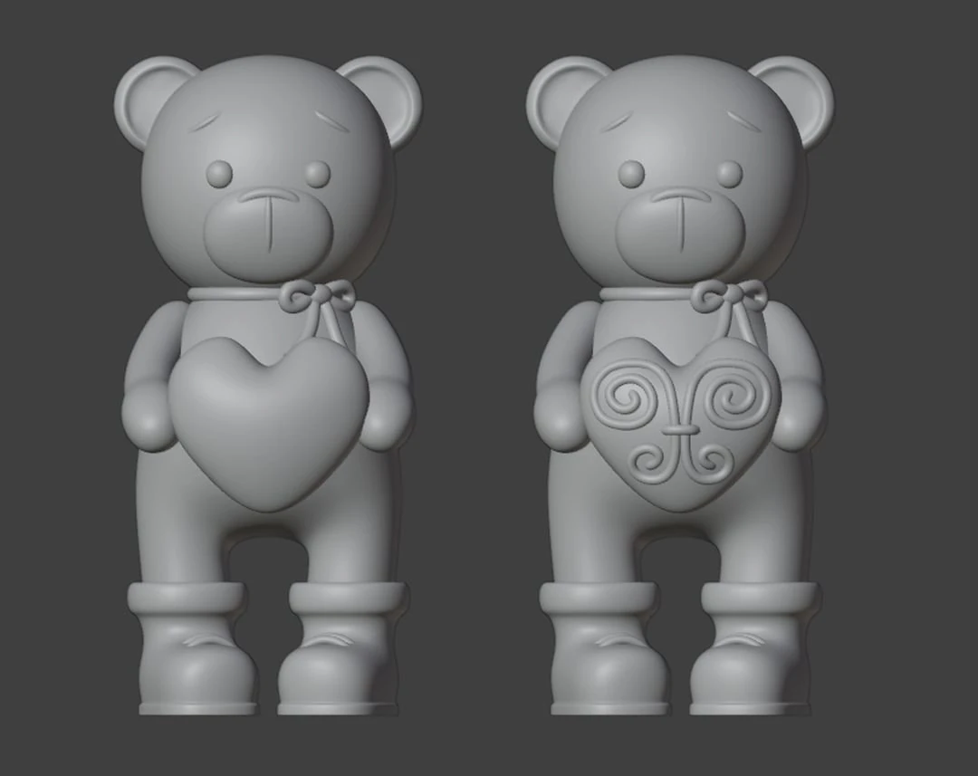 Set 2 models Bear Figurine Gift for Valentines Day 3D Print Model .c4d .max .obj .3ds .fbx .stl .blend 