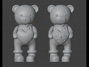 Set 2 models Bear Figurine Gift for Valentines Day 3D Baskı Modeli