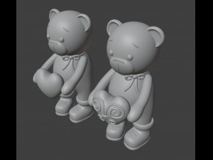 Set 2 models Bear Figurine Gift for Valentines Day 3D 打印模型