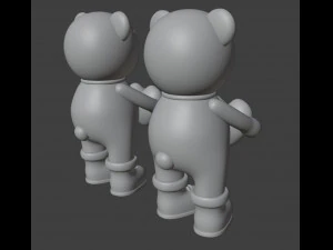 Set 2 models Bear Figurine Gift for Valentines Day 3D Print Model