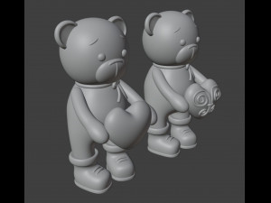 Set 2 models Bear Figurine Gift for Valentines Day 3D 打印模型