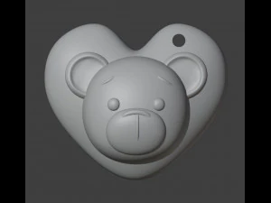 Bear Keychain Gift for Valentines Day 3D Print Model