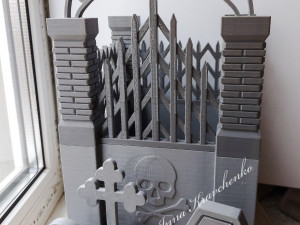 Gothic Set Cemetery Planter and 3 planter decorations Tombstones 3D Print Model
