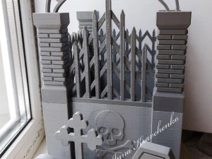Set gotico Fioriera da cimitero e 3 decorazioni per fioriere Lapidi Modello di stampa 3D