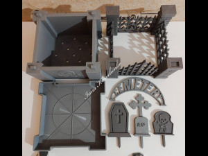 Gothic Set Cemetery Planter and 3 planter decorations Tombstones Modèles 3D en vedette