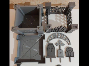 Gothic Set Cemetery Planter and 3 planter decorations Tombstones 3D Print Model