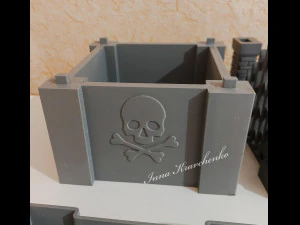 Gothic Set Cemetery Planter and 3 planter decorations Tombstones 3D Print Model