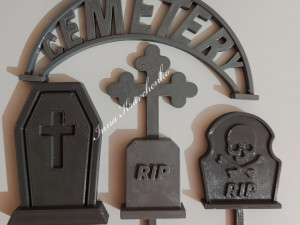 Gothic Set Cemetery Planter and 3 planter decorations Tombstones Modèles 3D en vedette