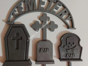 Gothic Set Cemetery Planter and 3 planter decorations Tombstones 3D Print Model